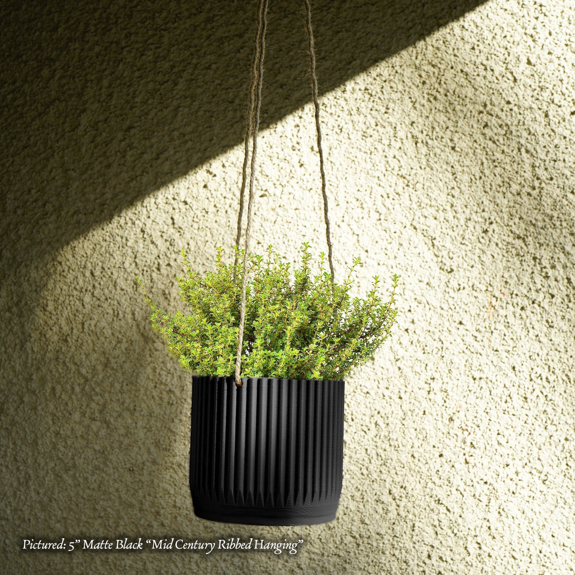 Mid Century Ribbed Hanging Plant Pots
